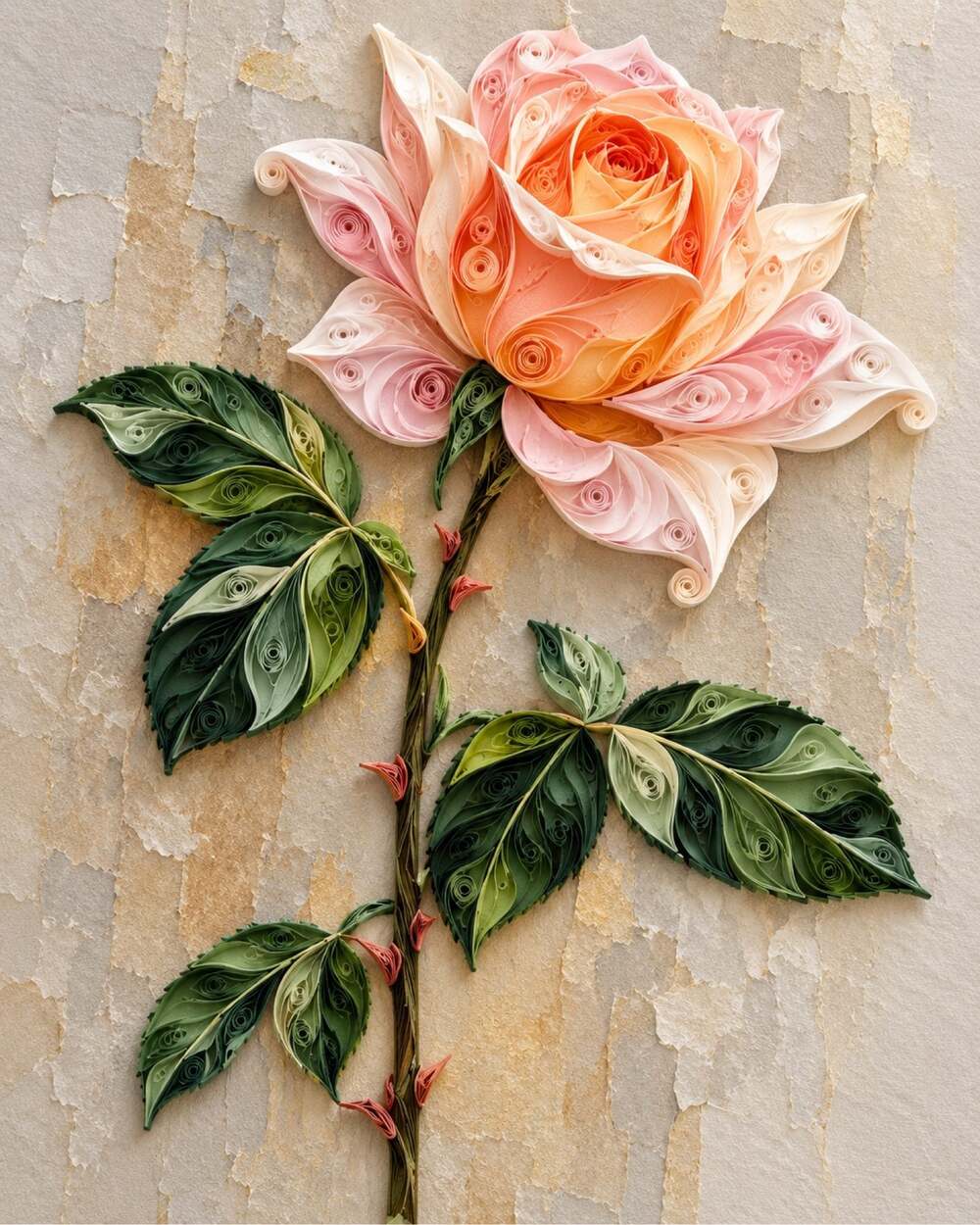 8x10 Framed Peach Rose Art Print